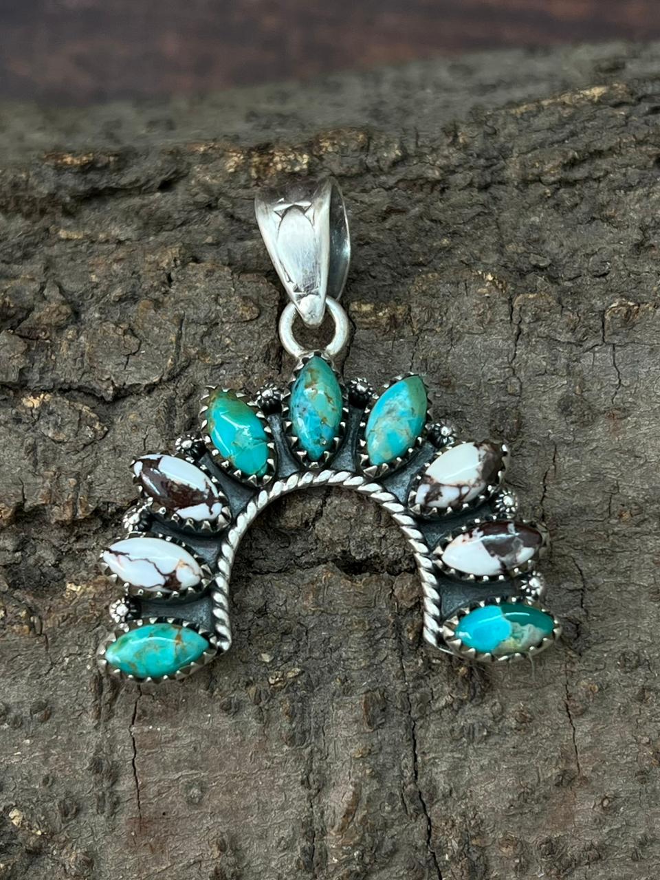 Handmade Sterling Silver Kingman with Wildhorse Pendant "Signed Nizhoni"