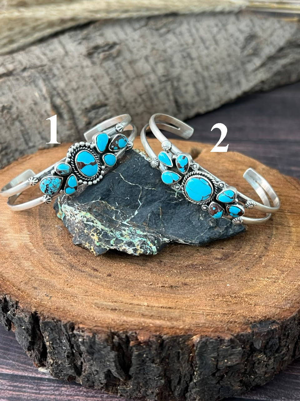Handmade Sterling Silver Egyptian Turquoise Collection: Cuff Bracelet Signed Nizhoni