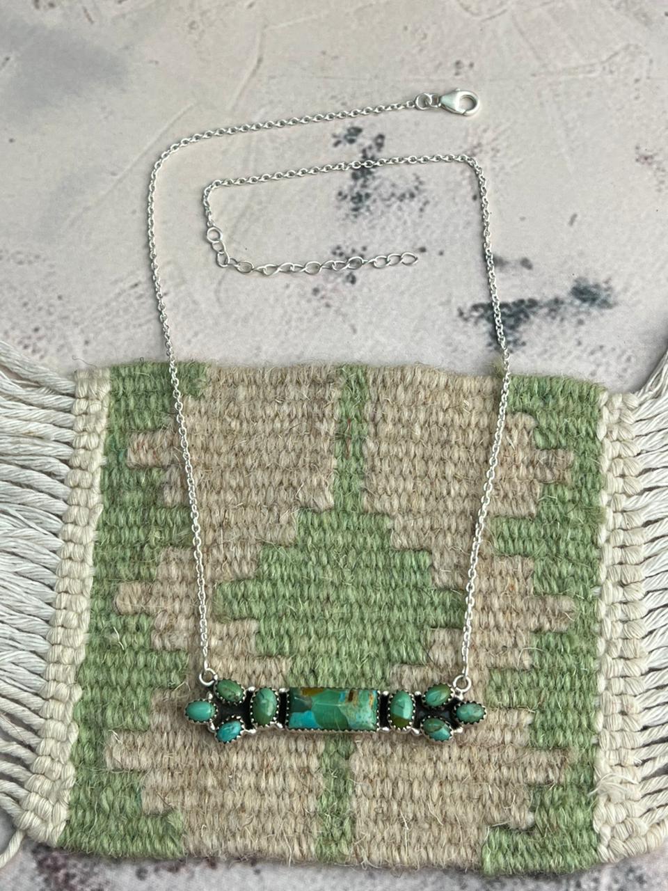 Handmade Sterling Silver Kingman Turquoise Necklace "Signed Nizhoni"