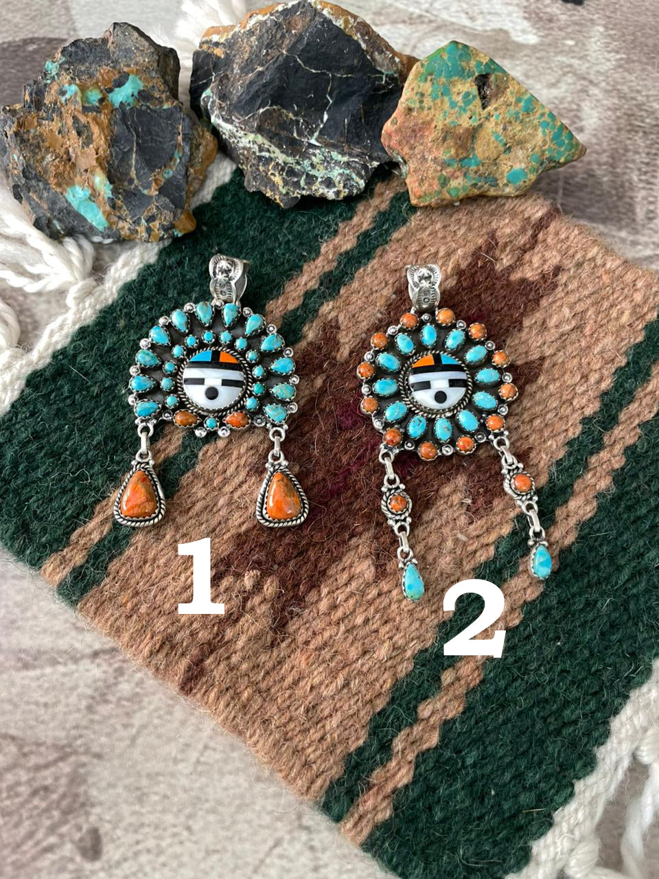 Handmade Sterling Silver Turquoise and MOP Pendant "Signed Nizhoni"