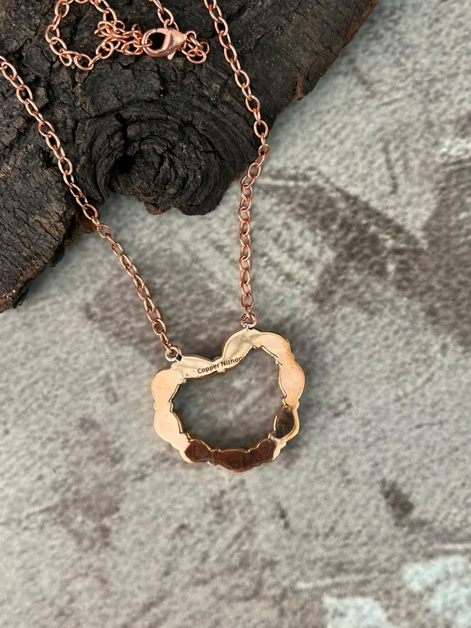 Handmade Paloma Turquoise Copper Collection: Necklace Signed Nizhoni