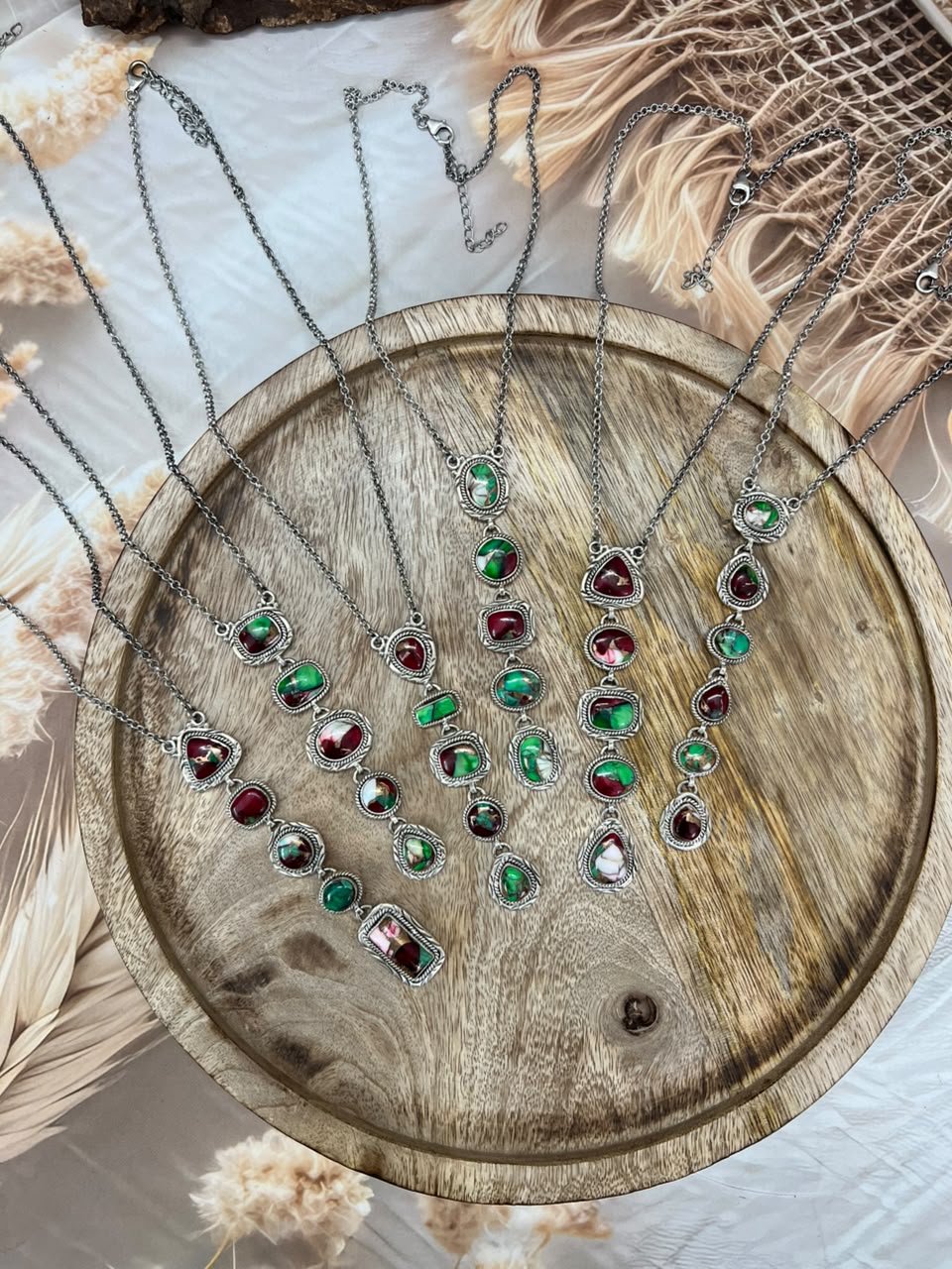 Handmade Sterling Silver Christmas Dahlia Collection: Necklace Signed Nizhoni