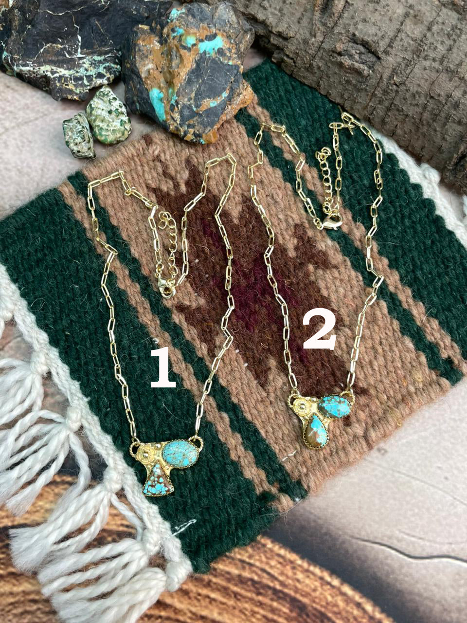 “The Golden Collection” Handmade Number 8 Turquoise with Gold Necklace