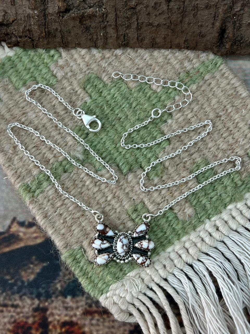 Handmade Sterling Silver Wildhorse Magnesite Necklace "Signed Nizhoni"