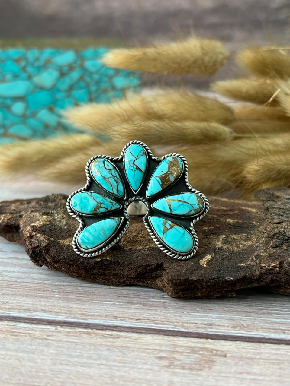 Handmade Sterling Silver Mint Dahlia Collection: Adjustable Naja Ring "Signed Nizhoni" (4)
