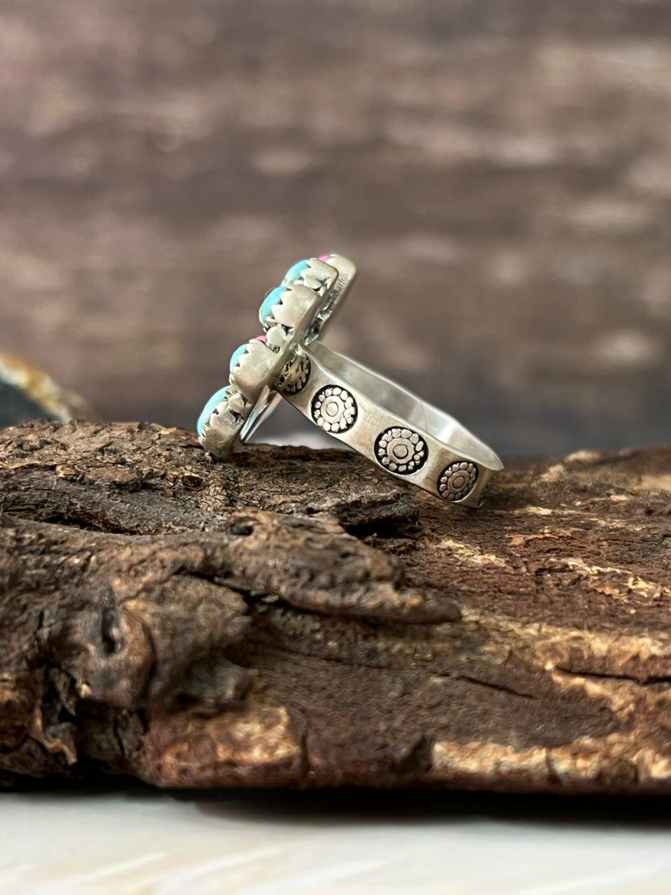 Handmade Sterling Silver Cotton Candy Adjustable Ring "Signed Nizhoni"