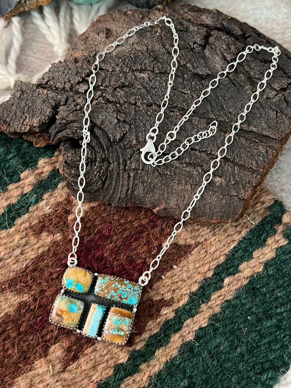 Handmade Sterling Silver Royston Turquoise Necklace Signed Nizhoni
