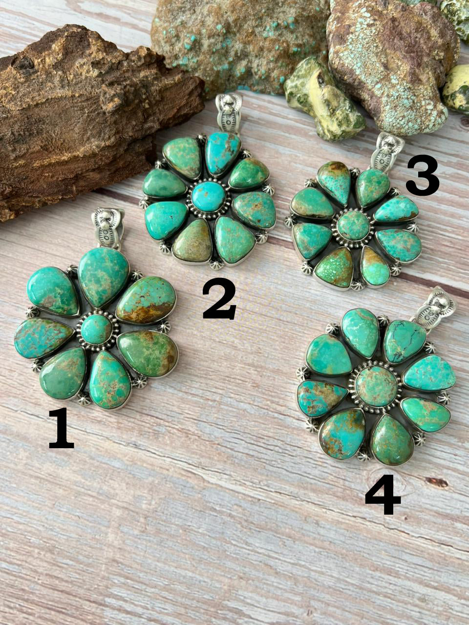 Handmade Sterling Silver Mantis Turquoise Pendant with Signed Nizhoni