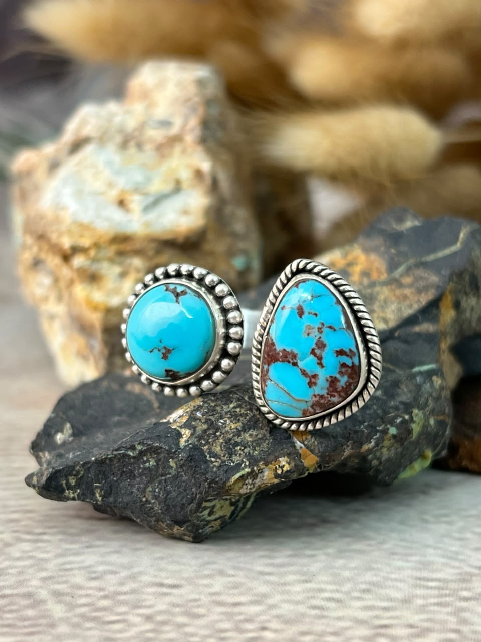 Handmade Sterling Silver Egyptian Turquoise Adjustable Ring Signed Nizhoni