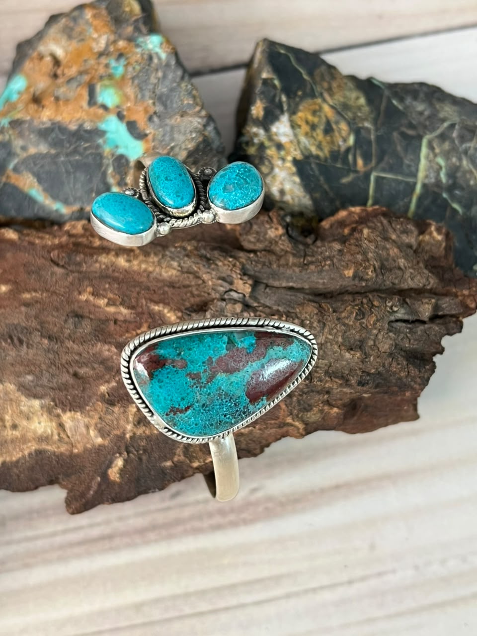 Handmade Sterling Silver Gem Silica Collection: Cuff Bracelet Signed Nizhoni