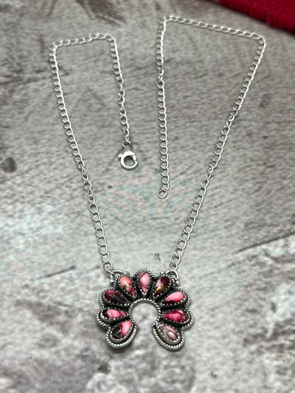 Handmade Sterling Silver Dahlia Rose Naja Necklace "Signed Nizhoni"