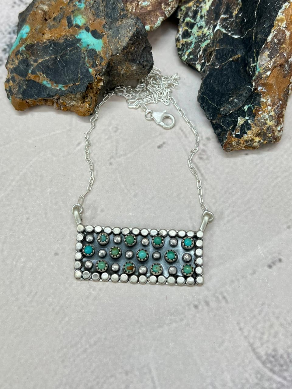 Handmade Sterling Silver Kingman Turquoise Necklace "Signed Nizhoni"