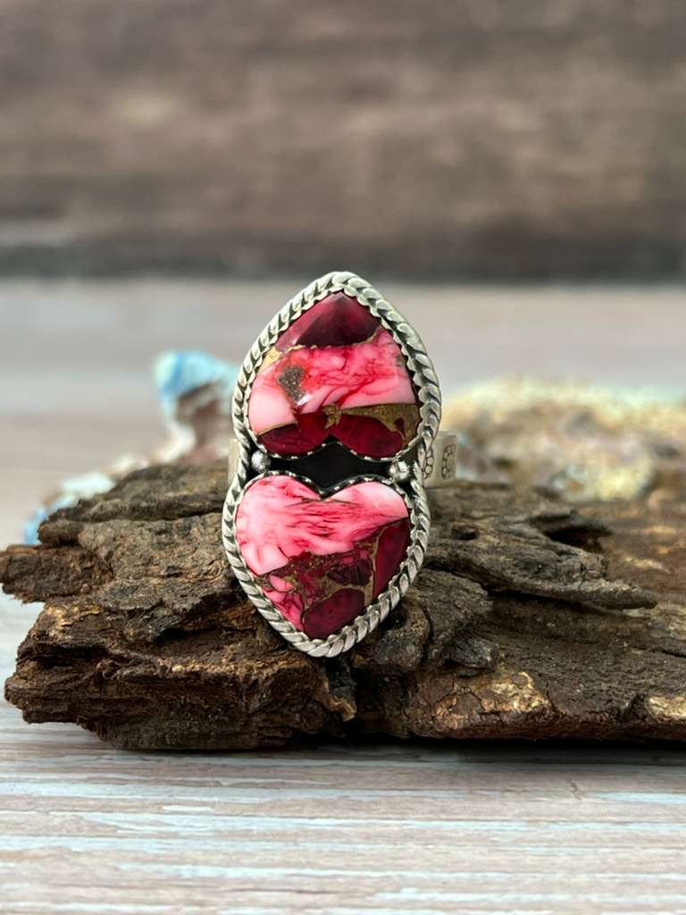 Handmade Sterling Silver Dahlia Rose Adjustable Ring with Signed Nizhoni