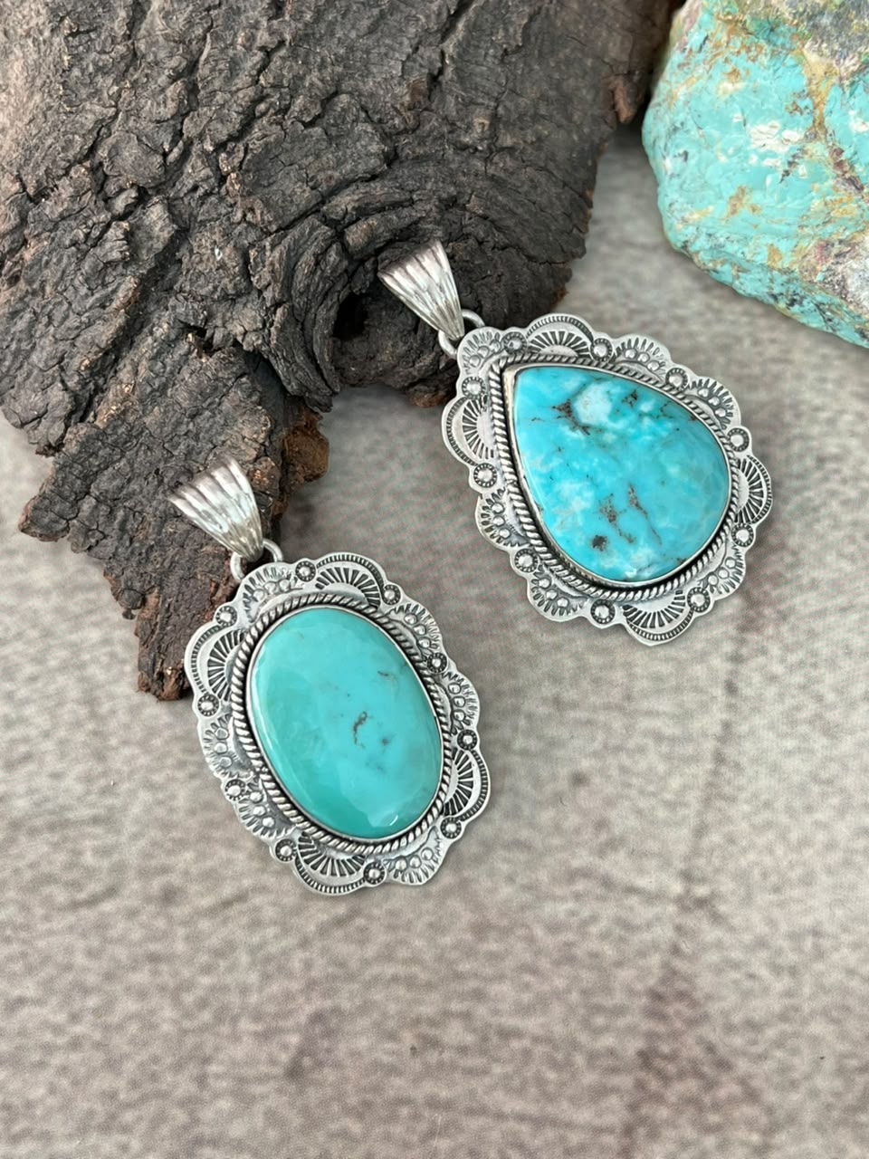 Handmade Sterling Silver Campitos Turquoise Collection: Pendant Signed Nizhoni