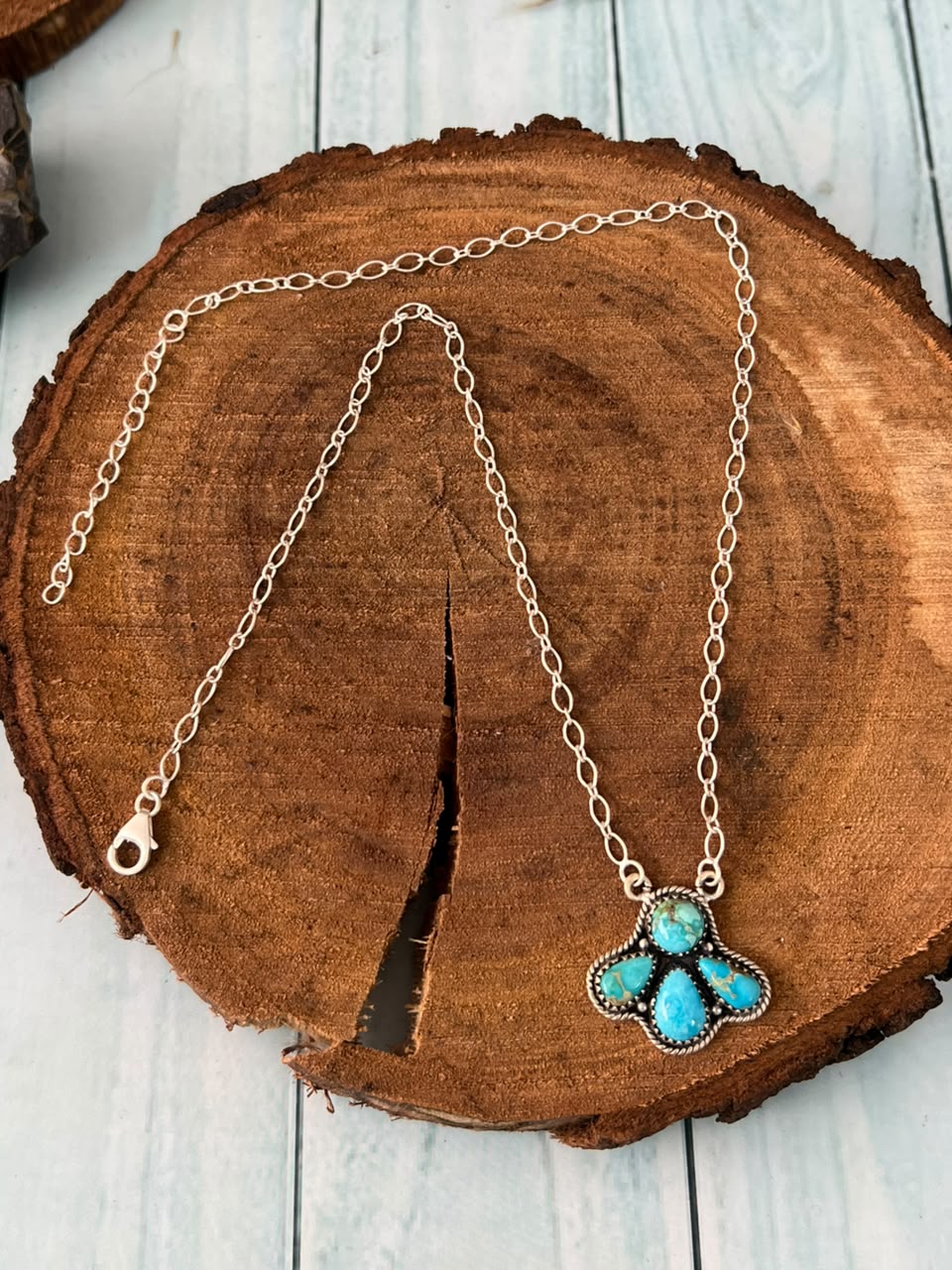 Handmade Sterling Silver Sierra Bella Turquoise Necklace Signed Nizhoni