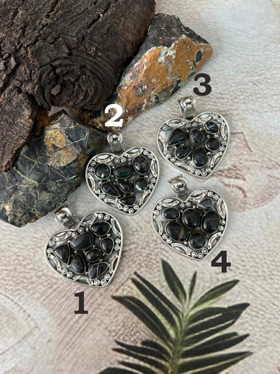 Handmade Sterling Silver Blackjack Turquoise Heart Pendant "Signed Nizhoni"