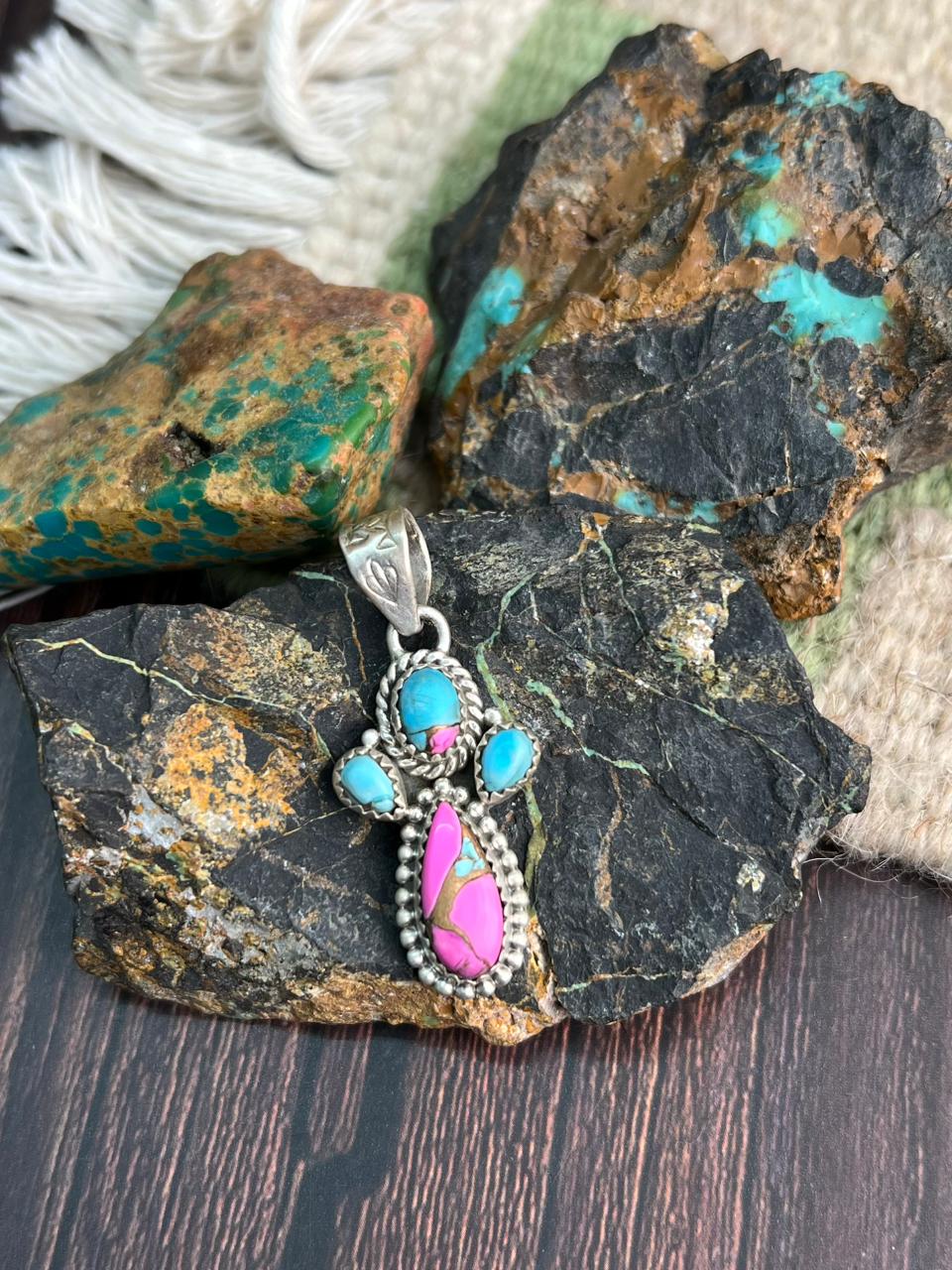 Handmade Sterling Silver Cotton Candy Pendant "Signed Nizhoni"