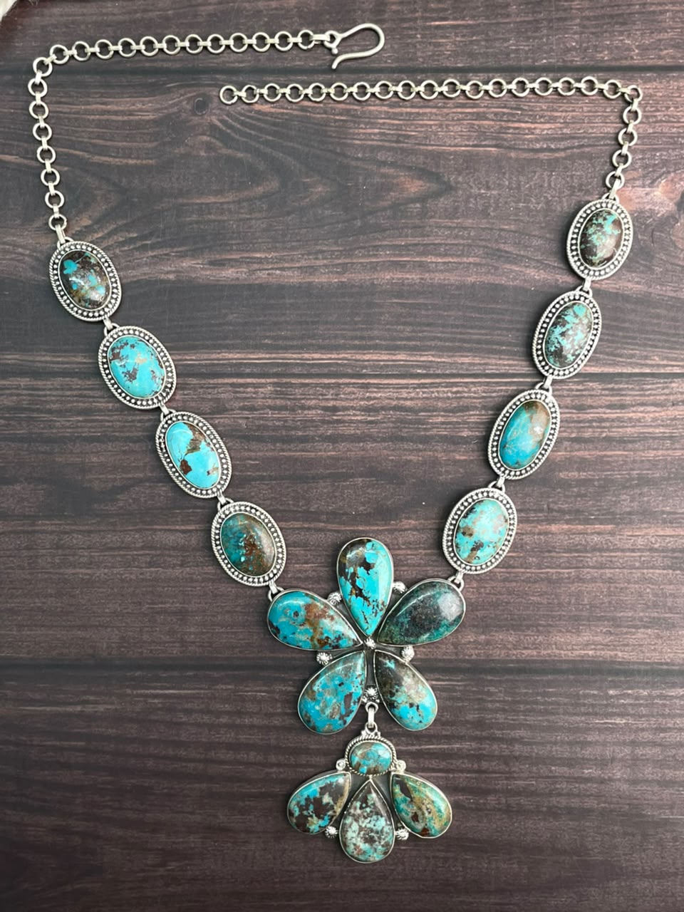 Handmade Sterling Silver Crimson Cowgirl Turquoise Collection: Necklace Signed Nizhoni