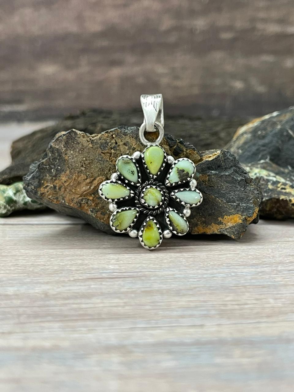 Handmade Sterling Silver Palomino Turquoise Pendant " Signed Nizhoni"