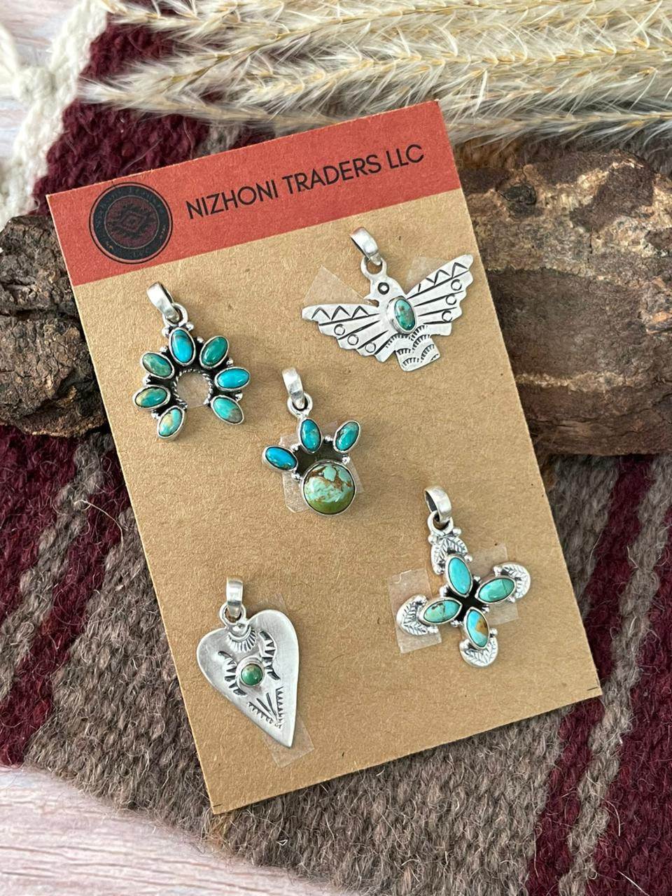 Handmade Sterling Silver Kingman Turquoise Pendant Card