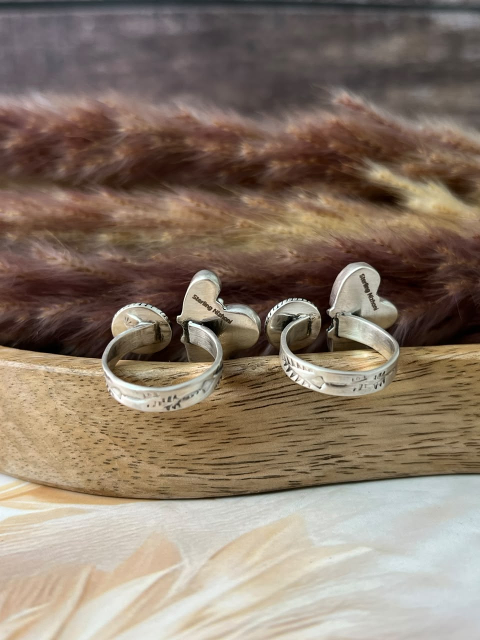 Handmade Sterling Silver Blackjack Turquoise Collection: Adjustable Ring Signed Nizhoni