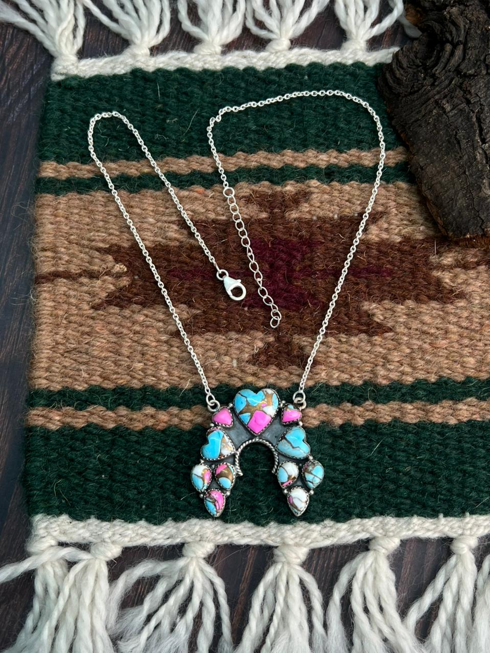 "Heart Collection" Handmade Sterling Silver Cotton Candy Necklace "Signed Nizhoni"