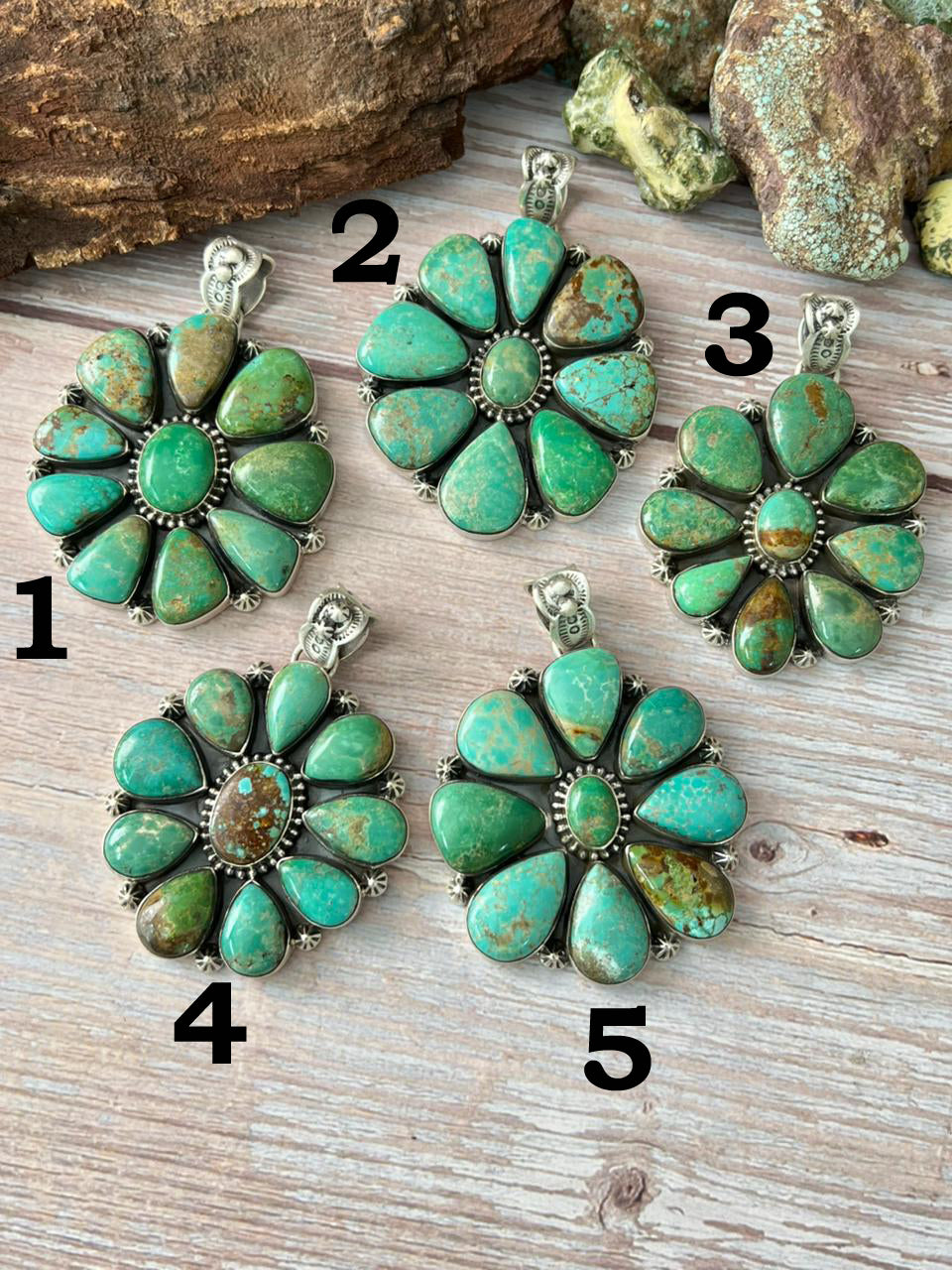 Handmade Sterling Silver Mantis Turquoise Pendant with Signed Nizhoni