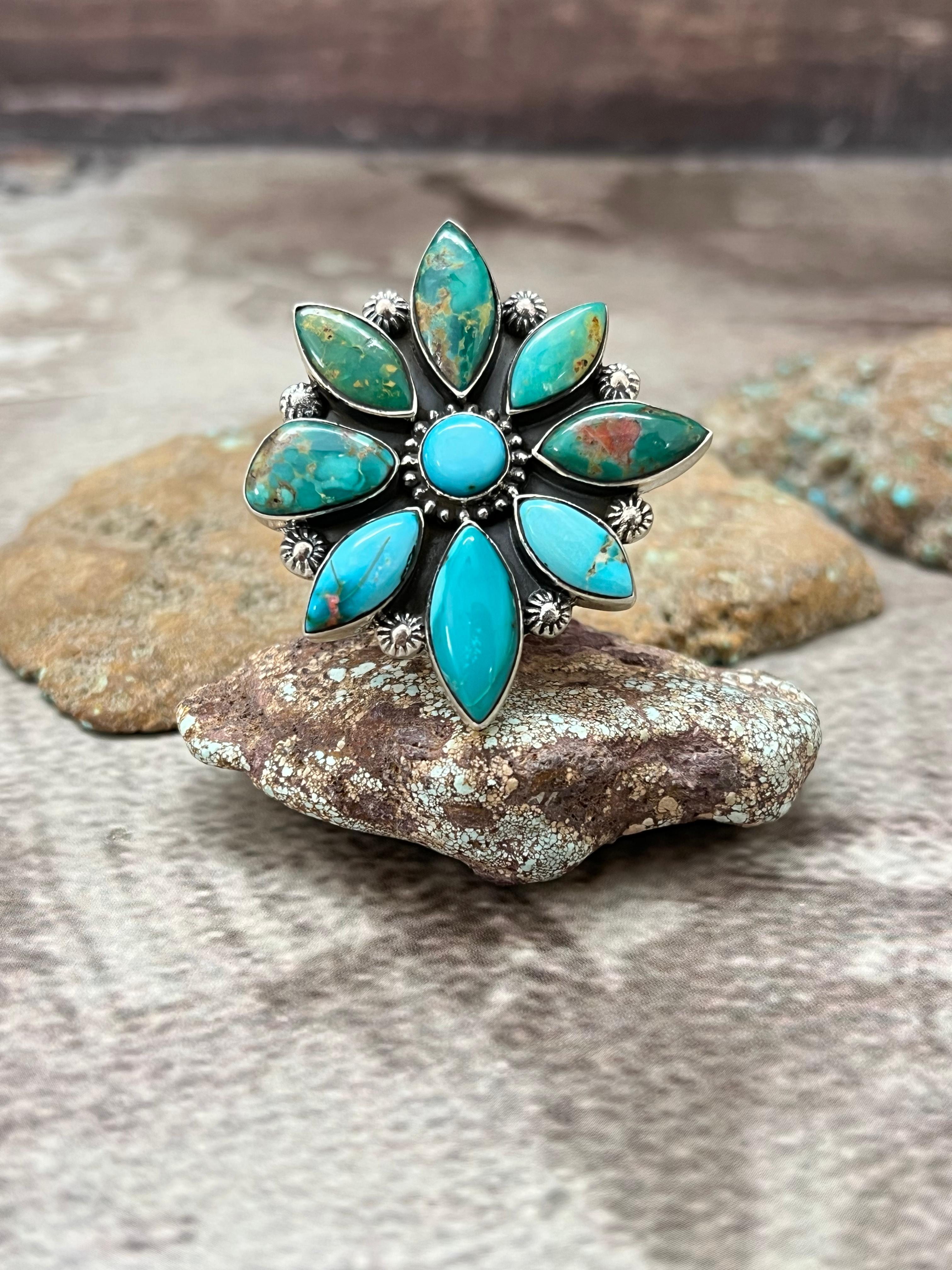 Handmade Sterling Silver Hardy Pit Adjustable Ring with Signed Nizhoni