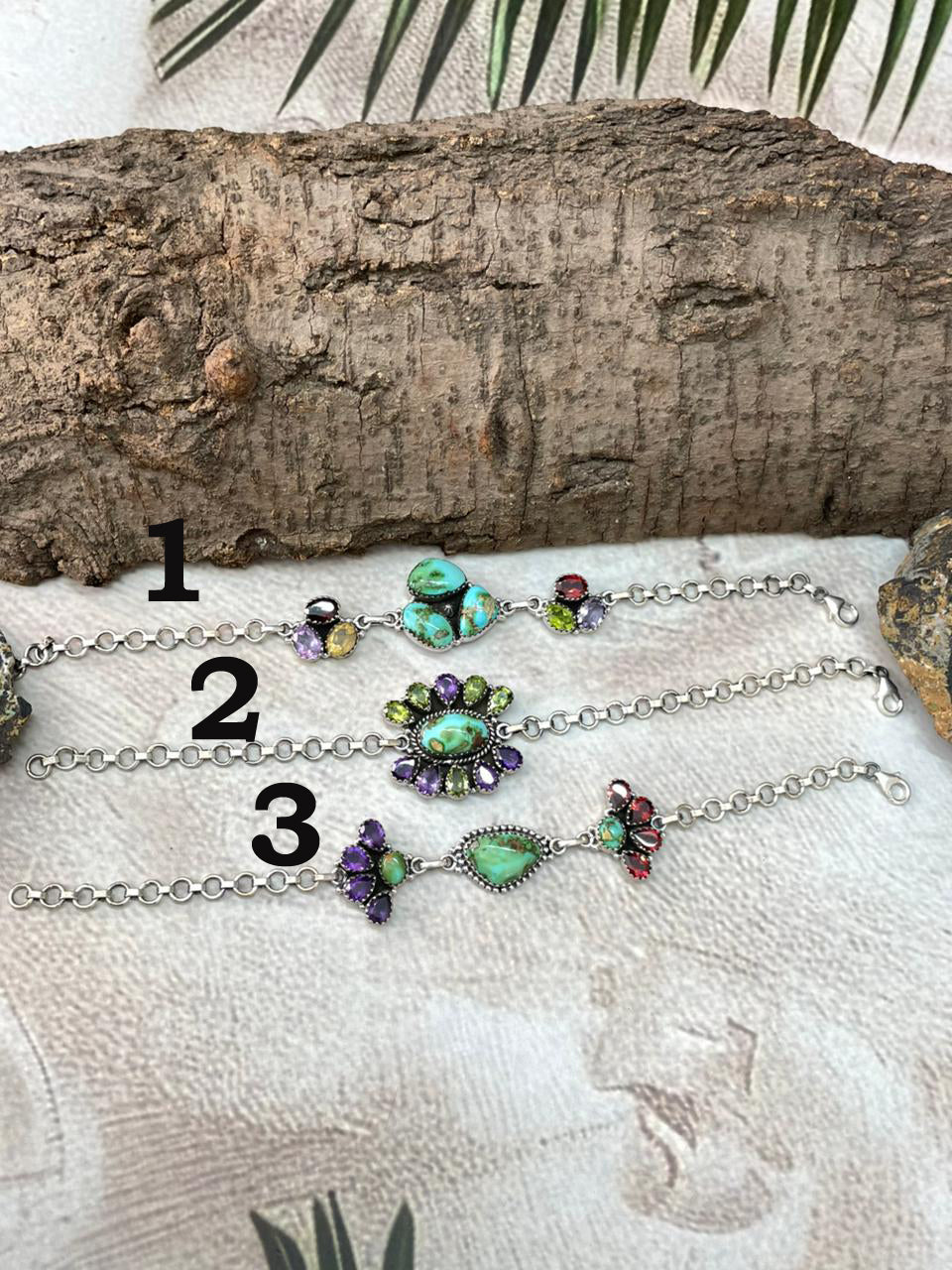 Handmade Sterling Silver Sonoran with Cut Stone Bracelet "Signed Nizhoni"