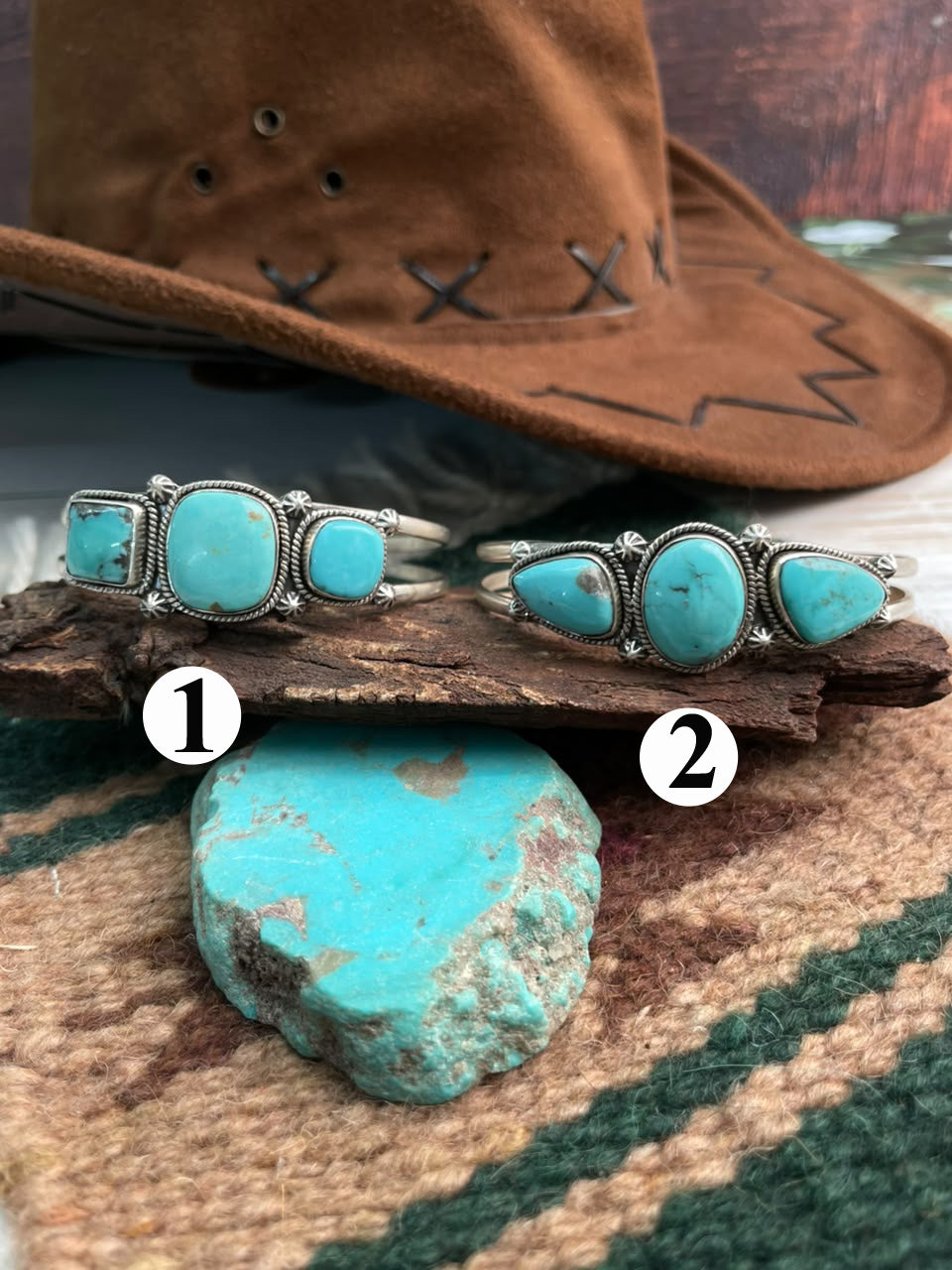 Handmade Sterling Silver Campitos Turquoise Collection: Cuff Bracelet Signed Nizhoni