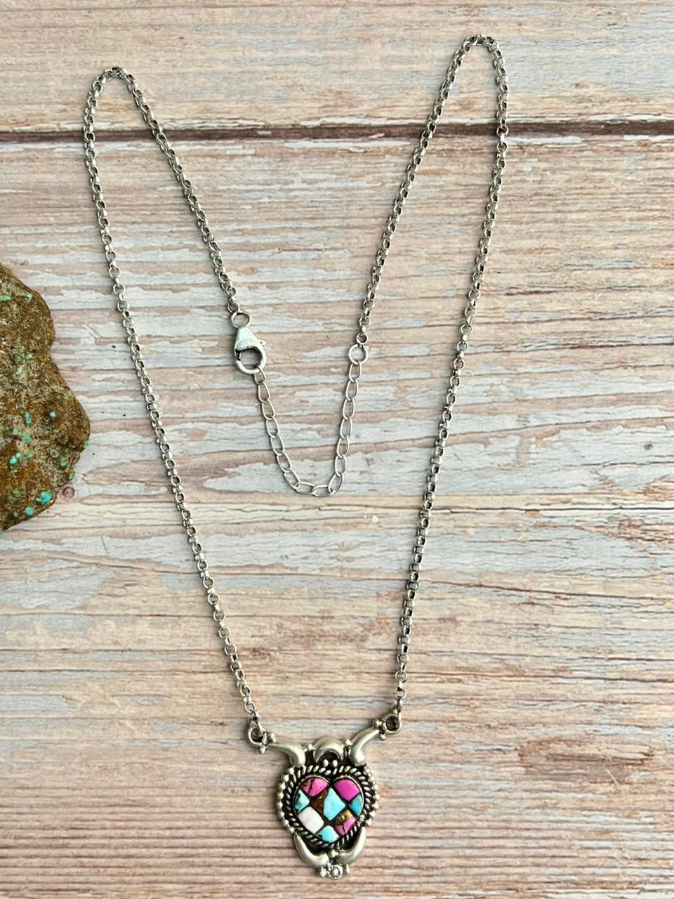 Handmade Sterling Silver Cotton Candy Necklace "Signed Nizhoni"