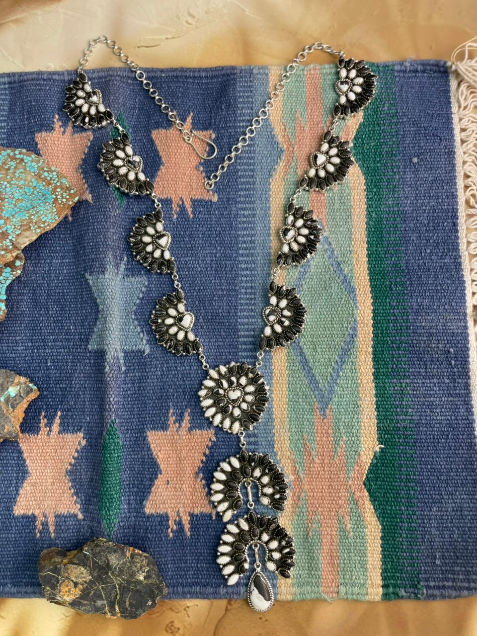 Handmade Sterling Silver White Buffalo Necklace "Signed Nizhoni"