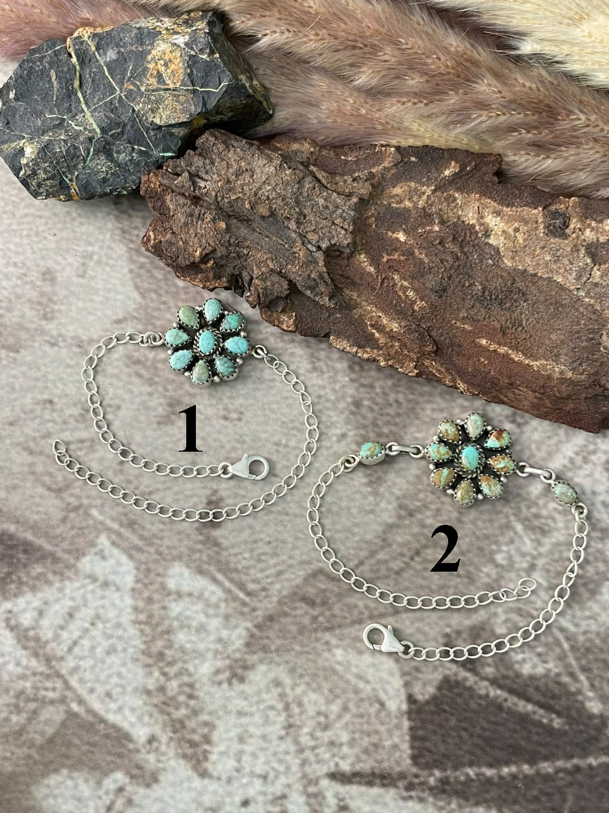 Handmade Sterling Silver Number 8 Turquoise Collection: Chain Bracelet Signed Nizhoni