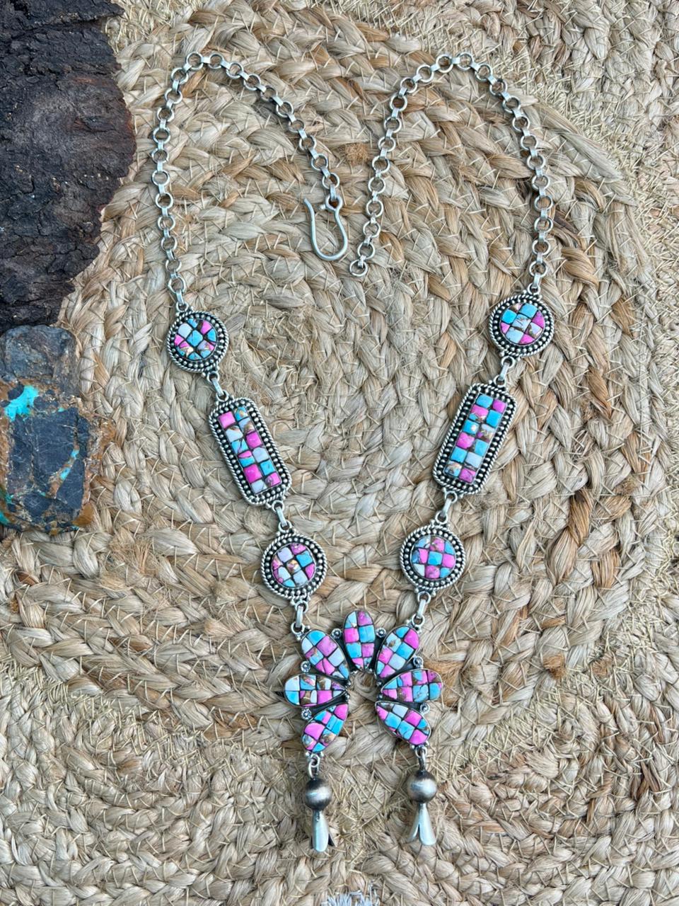 Handmade Sterling Silver Cotton Candy Necklace "Signed Nizhoni"