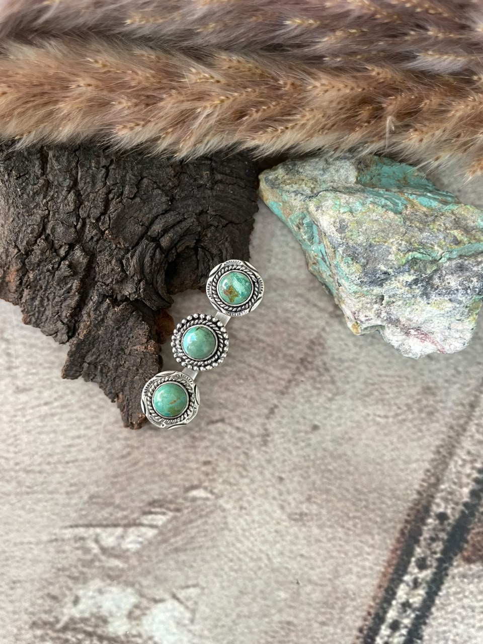 Handmade Sterling Silver Kingman Turquoise Adjustable Ring Signed Nizhoni