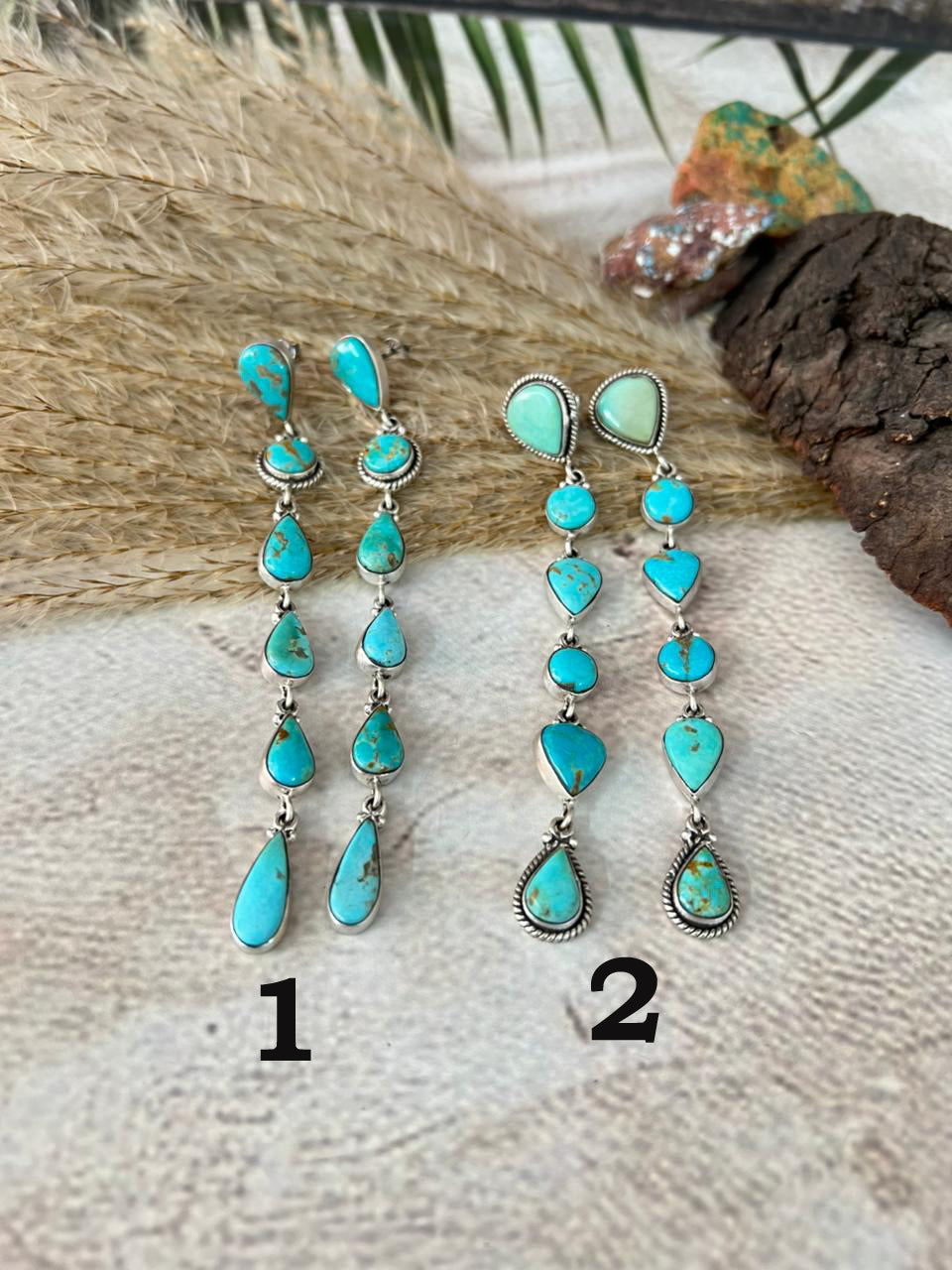 Handmade Sterling Silver Santa Maria Turquoise Post Dangle Earrings "Signed Nizhoni"