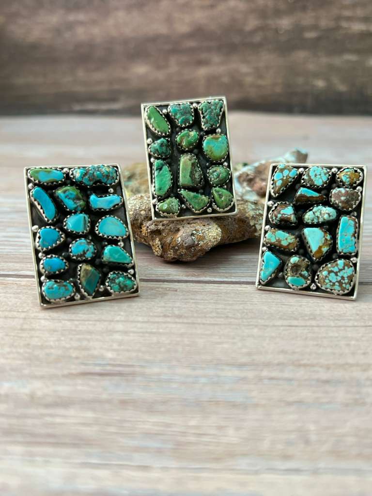 Handmade Sterling Silver Multi Stones Adjustable Ring "Signed Nizhoni"