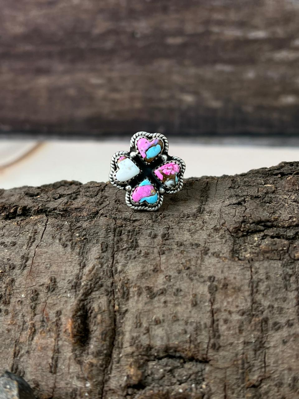 Handmade Sterling Silver Cotton Candy Adjustable Ring "Signed Nizhoni" (8)