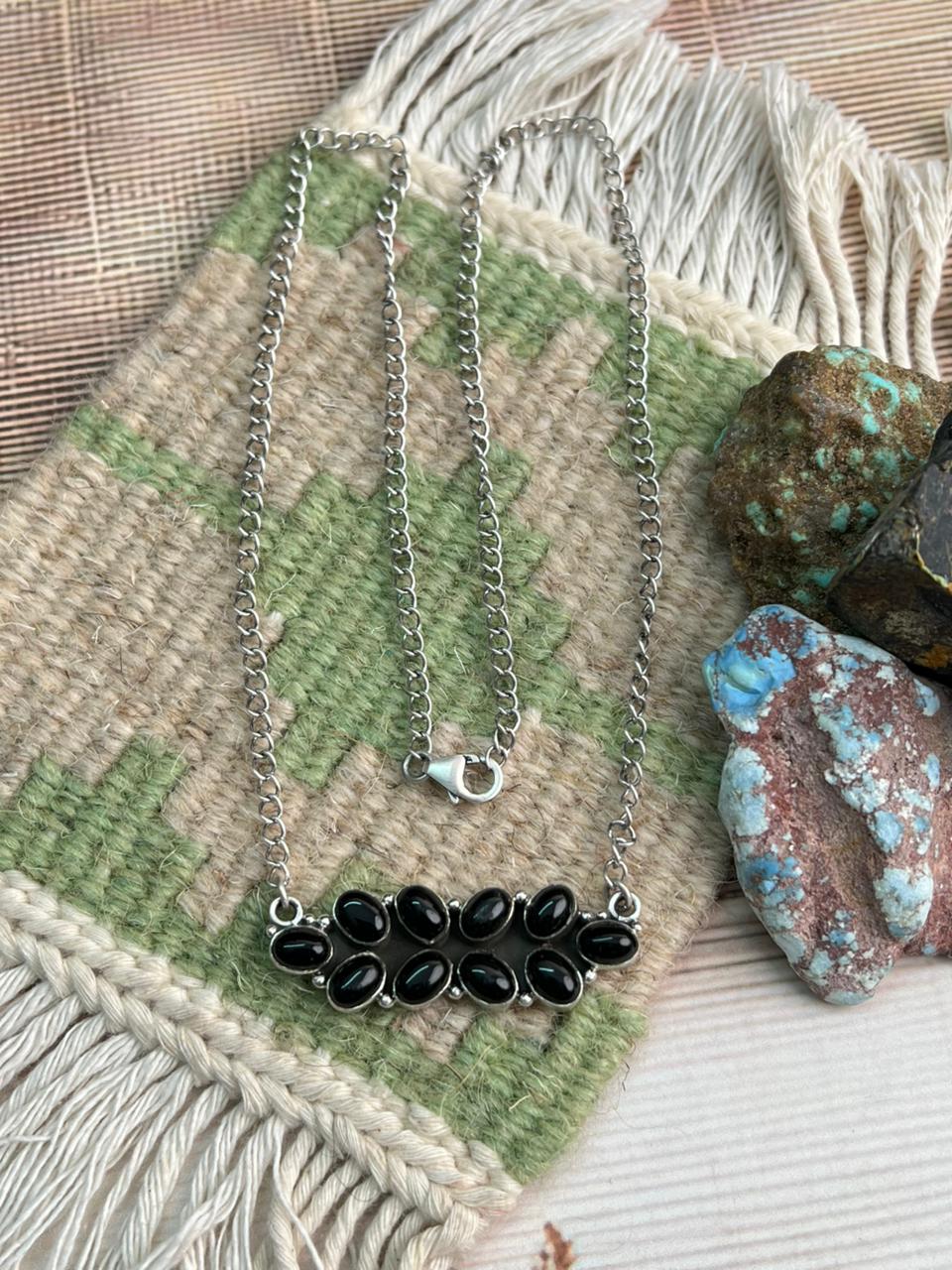 Handmade Sterling Silver Black Onyx Necklace "Signed Nizhoni"