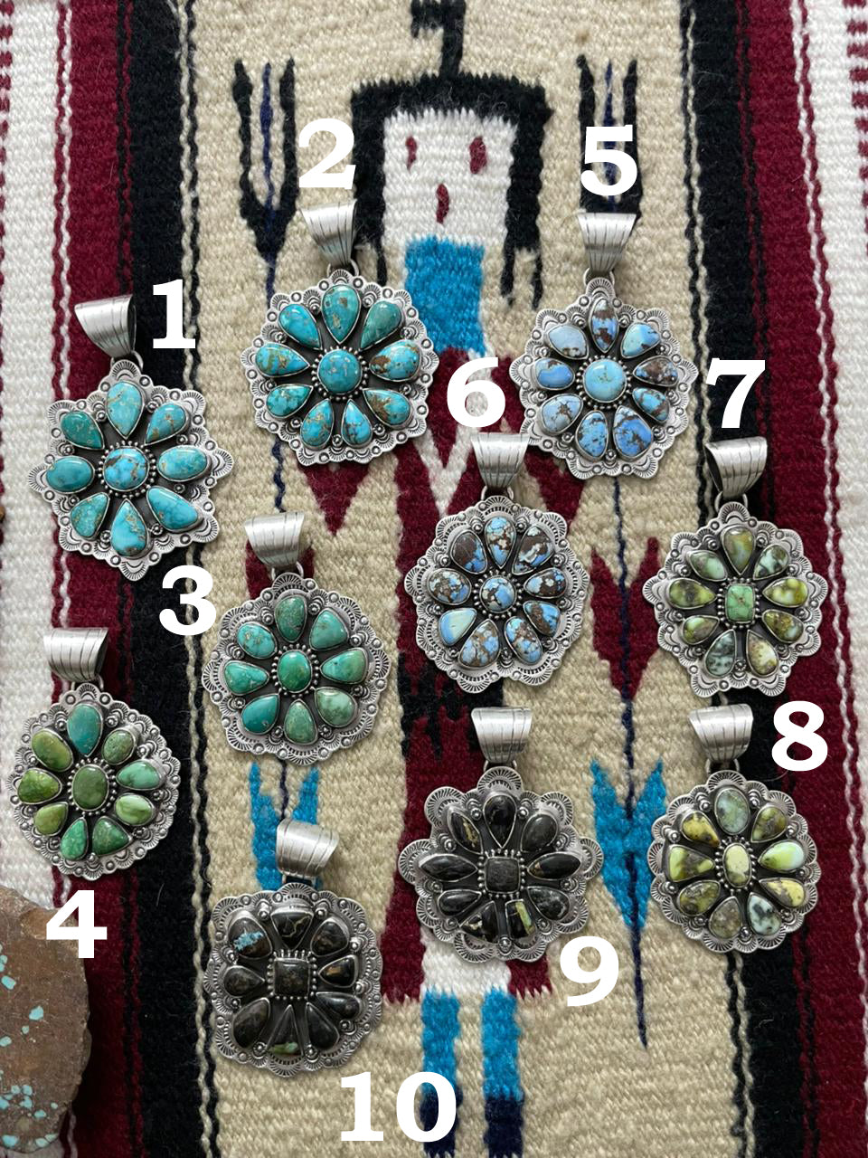 Handmade Sterling Silver Multi Stone Pendant "Signed Nizhoni"