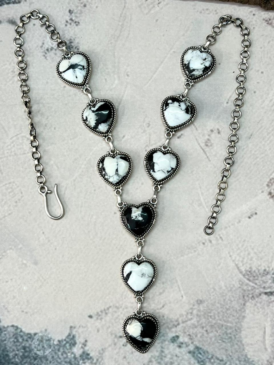 Handmade Sterling Silver White Buffalo Necklace "Signed Nizhoni"