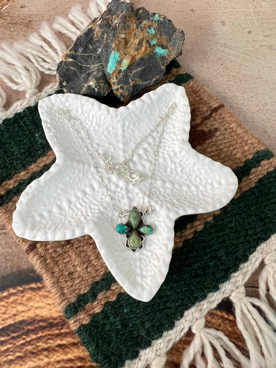 Handmade Sterling Silver Emerald Valley Necklace "Signed Nizhoni"
