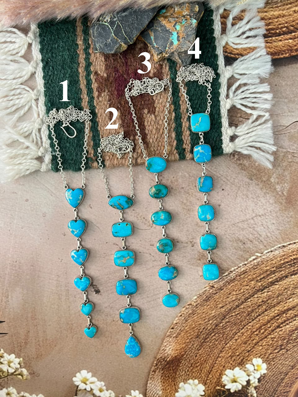 Handmade Sterling Silver Hardy Pit Collection: Drop Necklace Signed Nizhoni