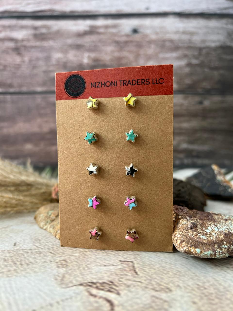 Handmade Sterling Silver Multi Stone Earrings Card