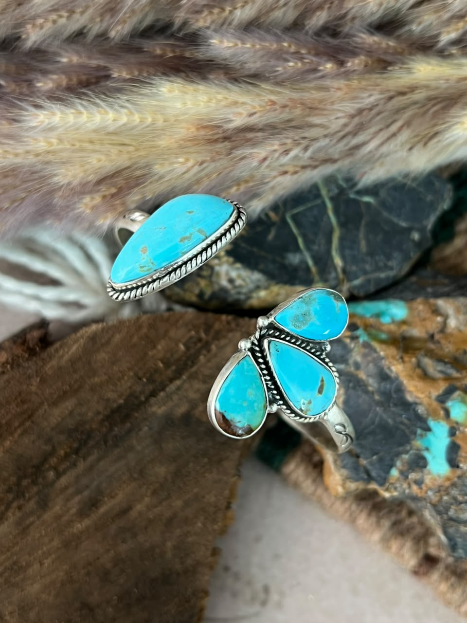 Handmade Sterling Silver Easter Blue Turquoise Cuff Bracelet Signed Nizhoni