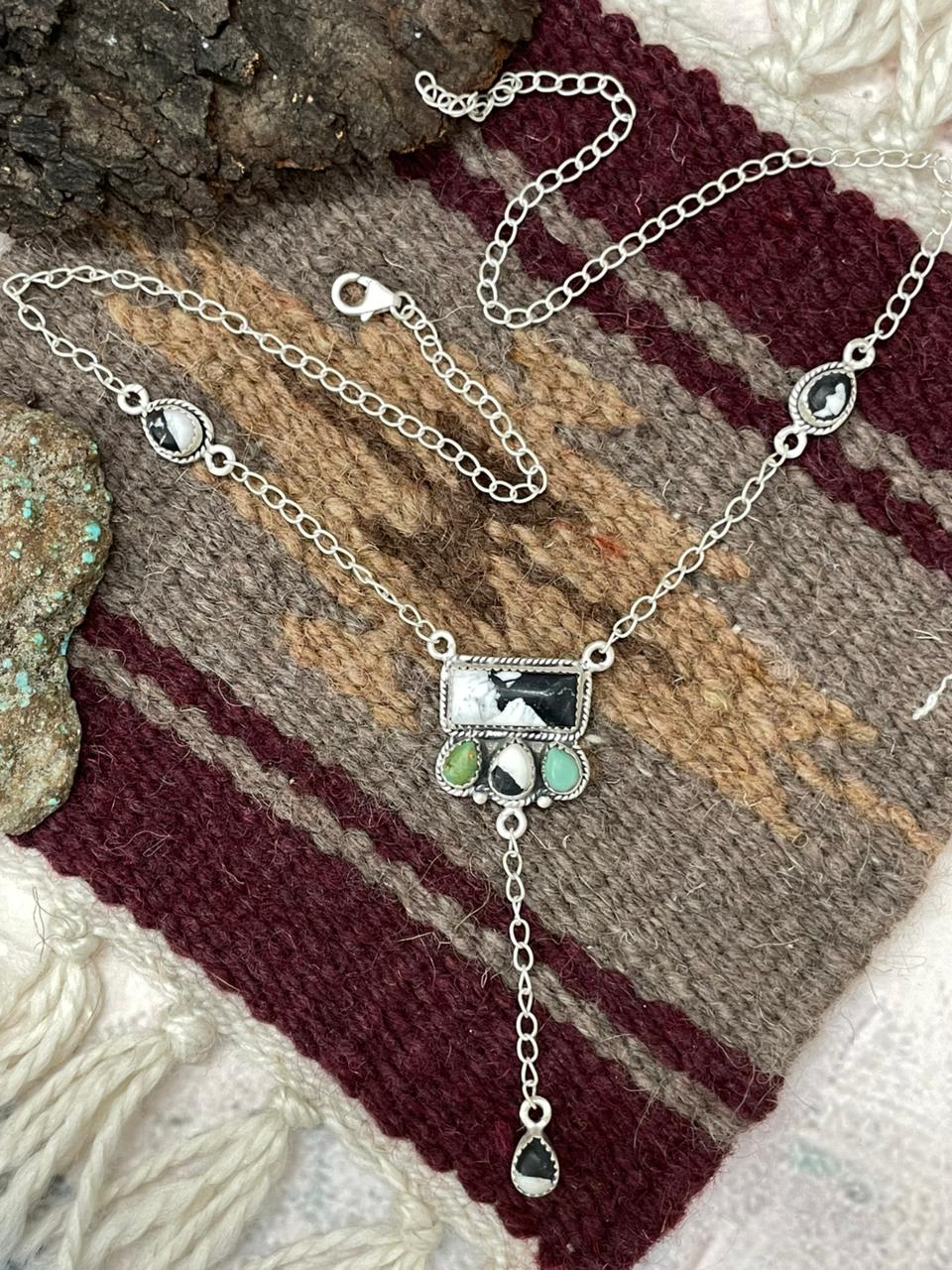 Handmade Sterling Silver Multistone Necklace "Signed Nizhoni"