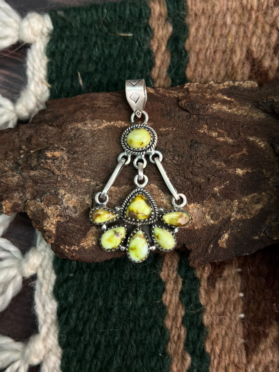 Handmade Sterling Silver Palomino Turquoise Pendant Signed Nizhoni