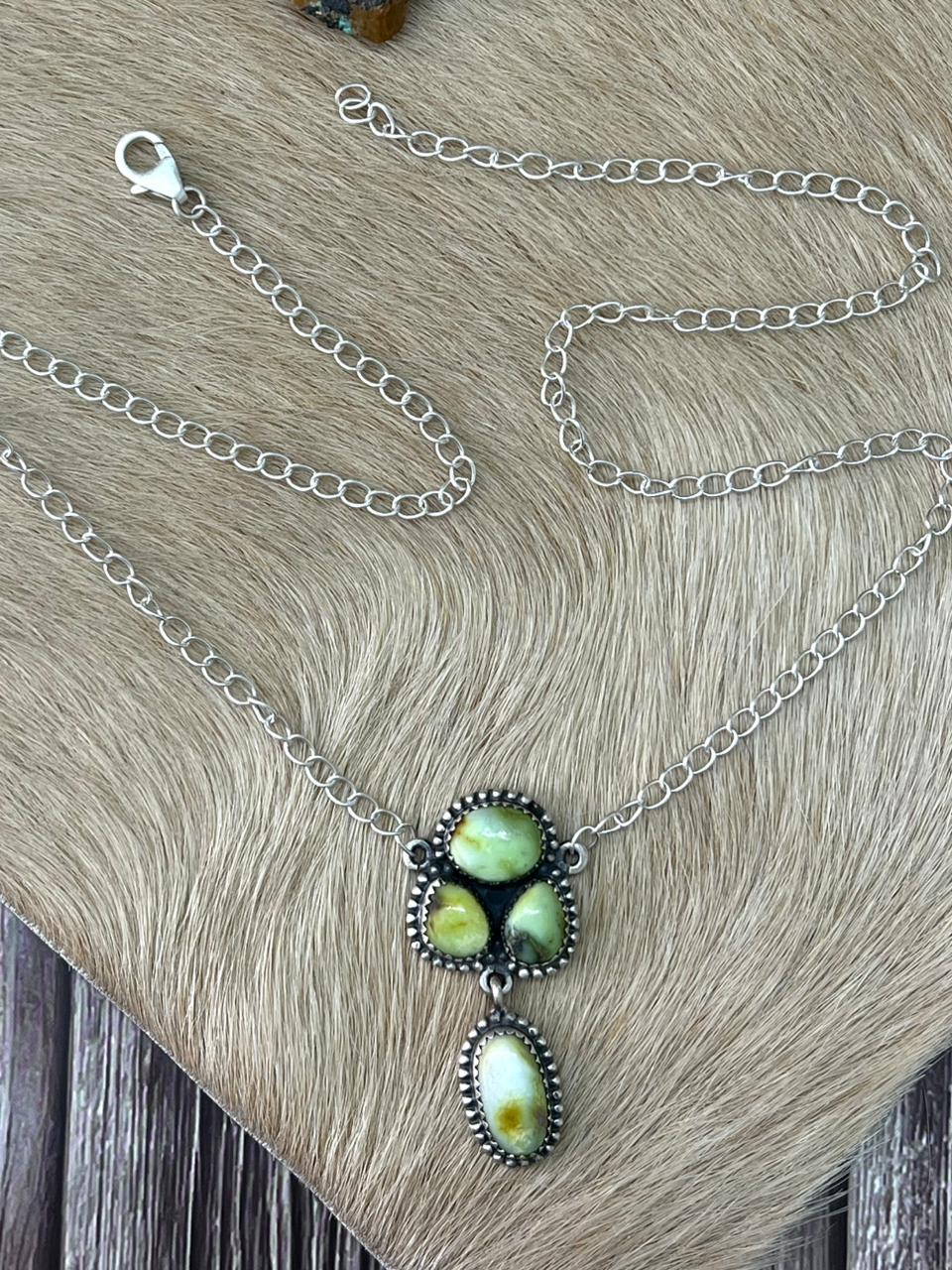 Handmade Sterling Silver Palomino Turquoise Necklace "Signed Nizhoni"