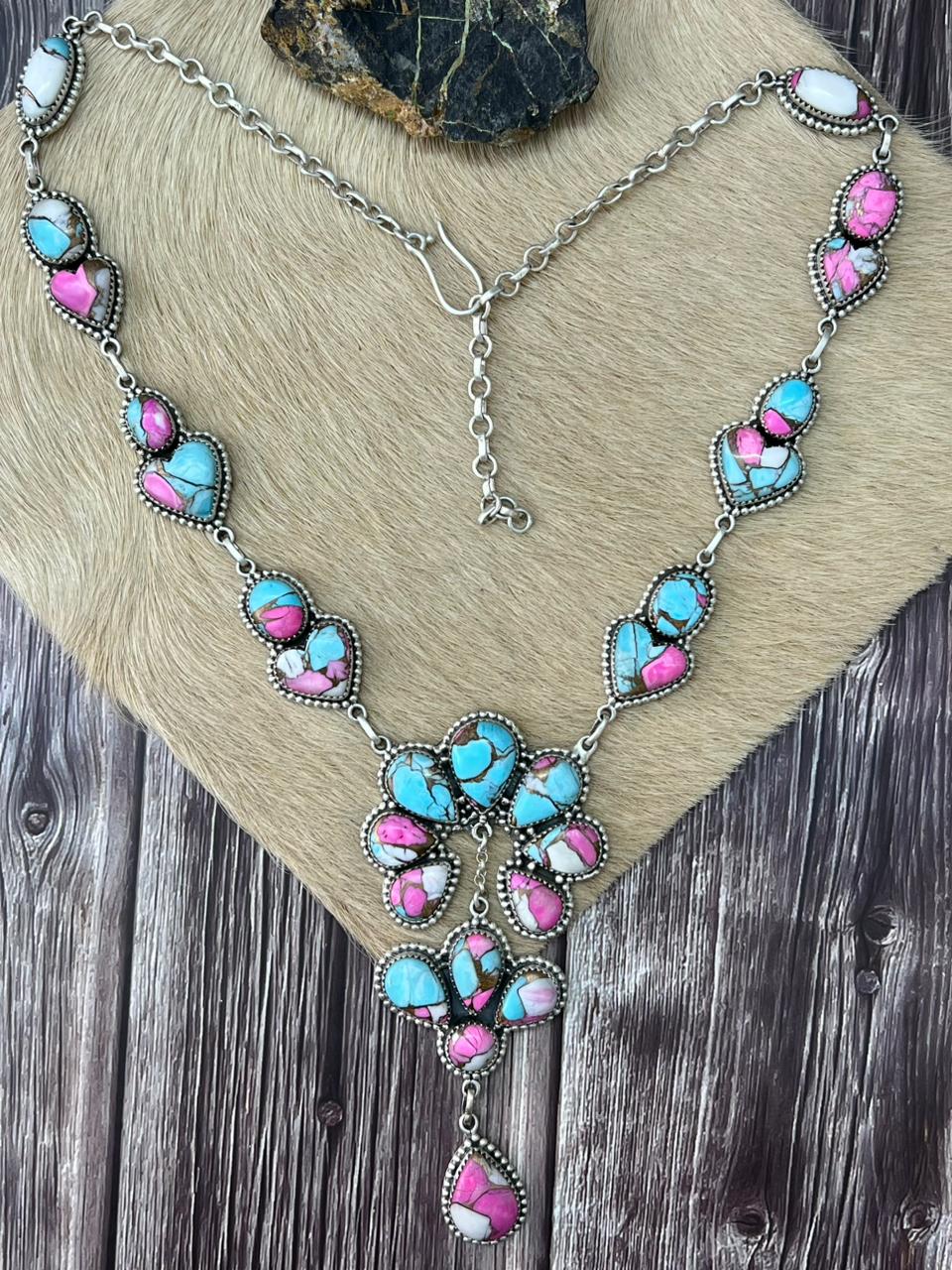 Handmade Sterling Silver Cotton Candy Necklace "Signed Nizhoni"