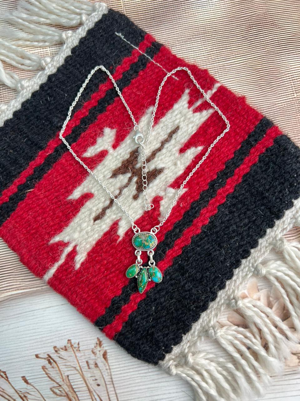 Handmade Sterling Silver Sonoran Mountain Turquoise Necklace "Signed Nizhoni"